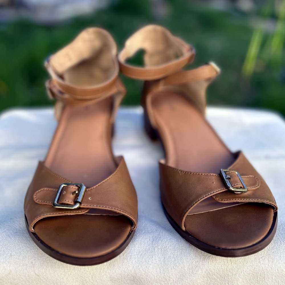 Torrid Tan Funky Low Heel Sandals, Size 12.5W